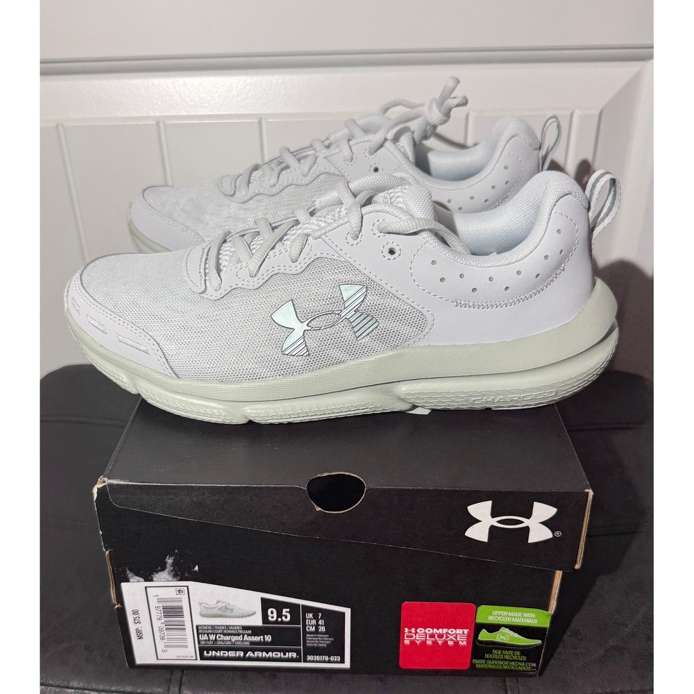 Under Armour Charged Assert 10 Womens Running Shoes Gray 3026179-023 Size 9.5